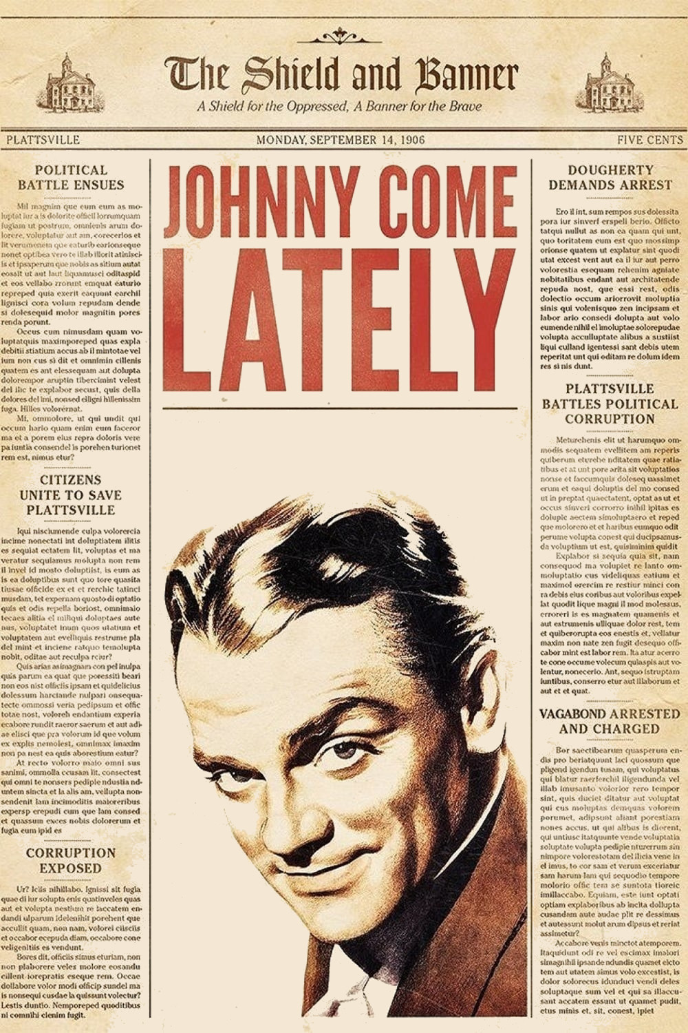 Johnny Come Lately movie poster print