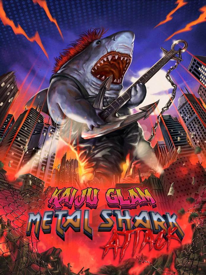 Kaiju Glam Metal Shark Attack movie poster print